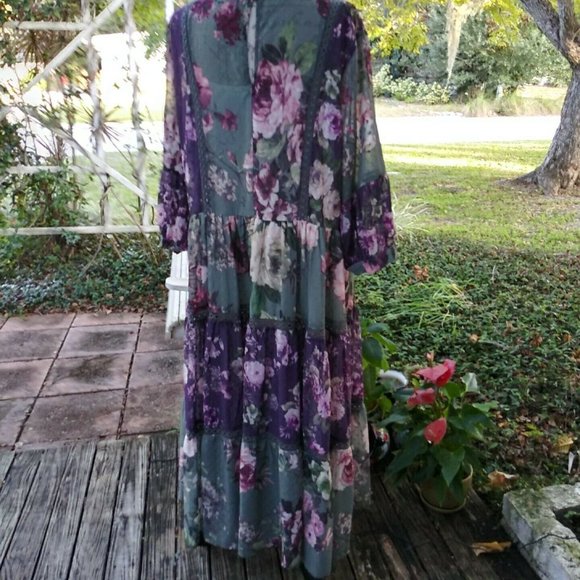 Wayward Fancies eShakti Maxi Floral Dress 2X 22W - Picture 5 of 11